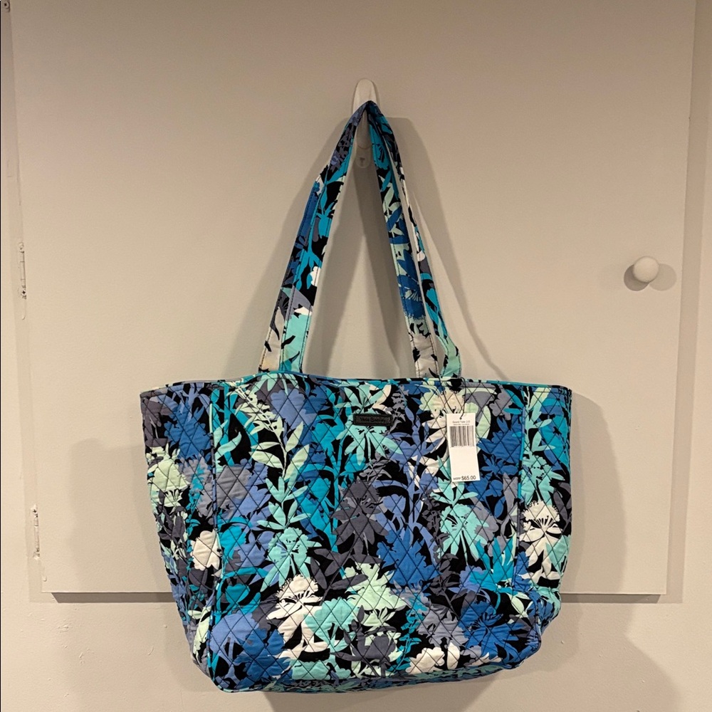 Vera Bradley Teal Blue and White Quilted Floral Tote